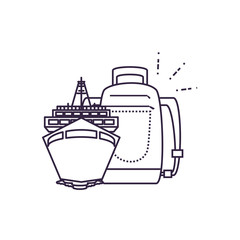 Poster - ship cruise boat with travel bag