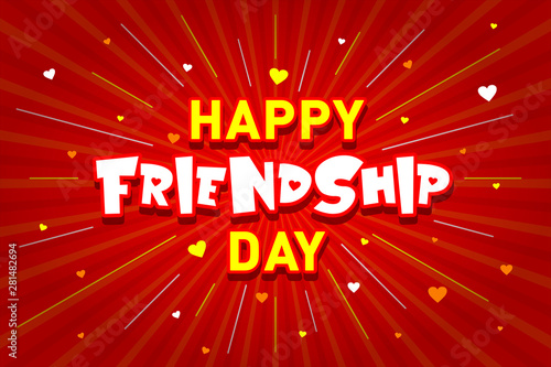 Happy Friendship Day Love Hearts Typography Concept Logo