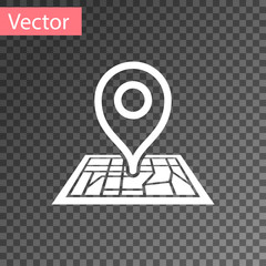 White Placeholder on map paper in perspective icon isolated on transparent background. Vector Illustration