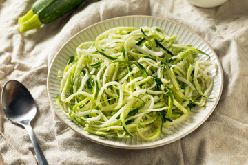 Raw Green Organic Zucchini Noodles Zoodles