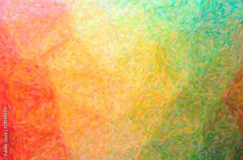Abstract illustration of green, orange, pink, red Impressionist Pointlilism b...