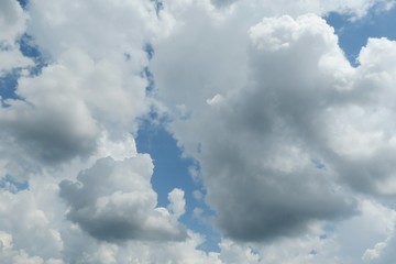 Beautiful big cumulus clouds in blue sky, natural clouds background