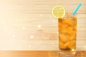 Wall Mural - Lemonade with fresh lemon on  background