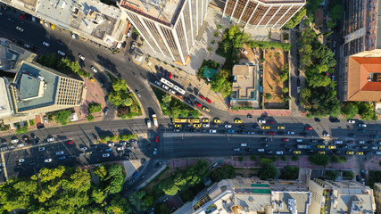 Aerial drone photo of Athens Metropolitan dense populated area in Kifisias and Alexandras avenues, Attica, Greece