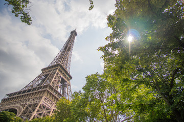 eiffel tower in the sun