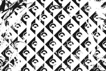 Grunge Abstract Geometric Pattern. Horizontal Black And White Backdrop.