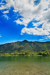 Tourist attraction with Beatiful view of lake of Idro in north of Italy