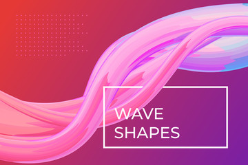 Wall Mural - Modern colorful dynamic fluid flow poster template. Wave liquid shape on pink purple color background. Art design for design project. Vector abstract gradient illustration