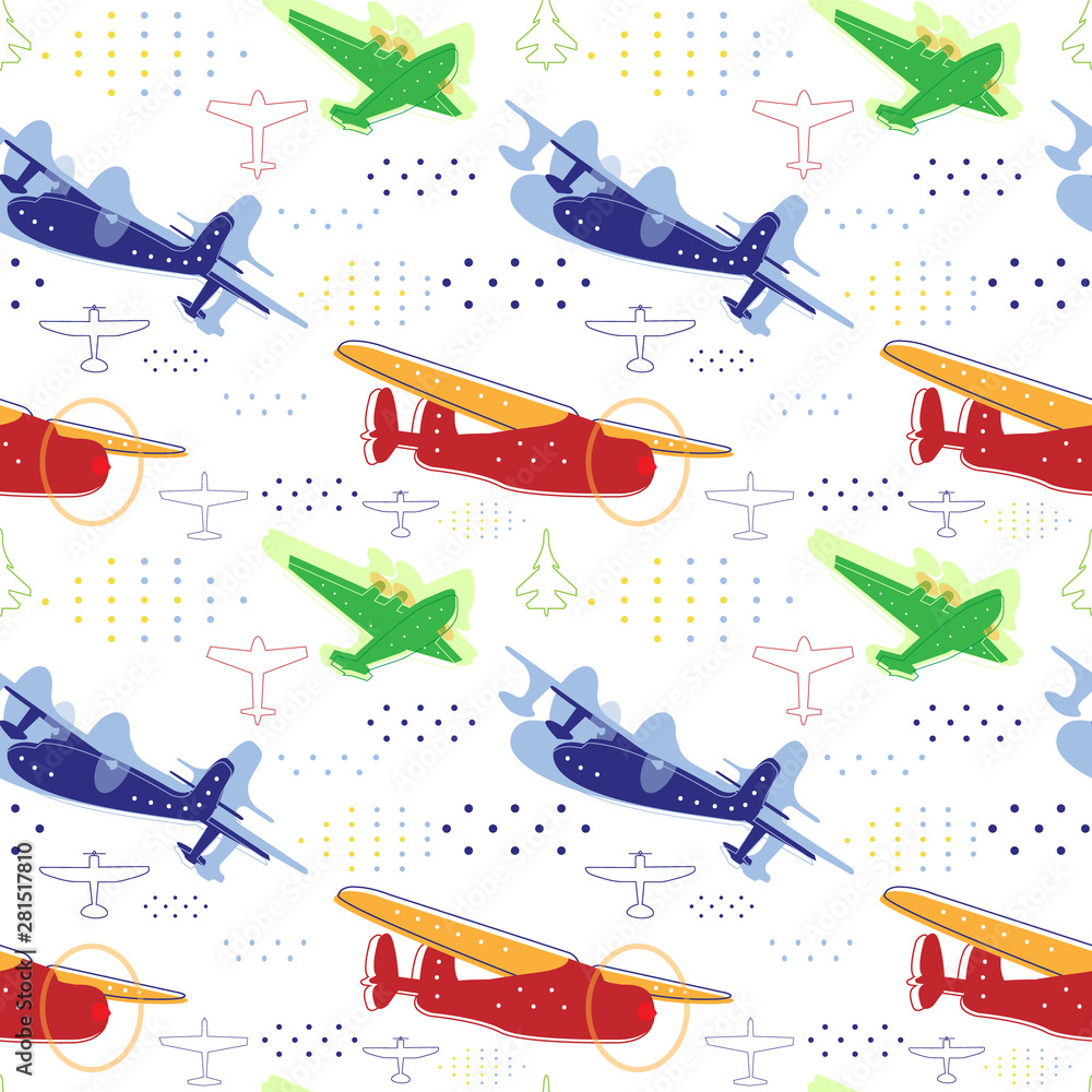 Airplanes seamless pattern geometric style design Stock Vector | Adobe ...