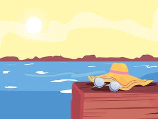 Sticker - summer time vacation flat design