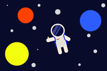 Astronaut In Outer Space - Flat Design