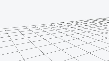 Wall Mural - vector perspective grid. abstract wireframe landscape. detailed lines on white background. 3d vector