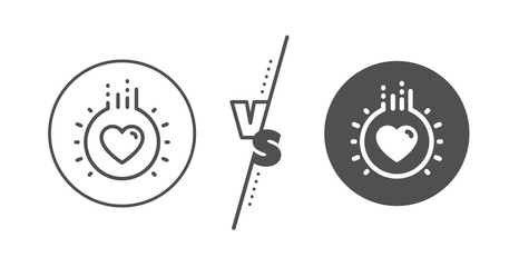 Heart sign. Versus concept. Love line icon. Dating profile symbol. Line vs classic love icon. Vector