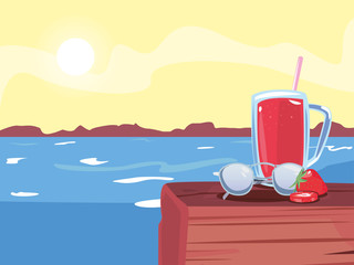 Sticker - summer time vacation flat design