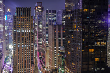 Fototapete - New York City manhattan midtown buildings at night