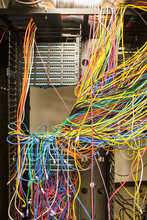Mess Of Cat 5 Cables In Office Server Room