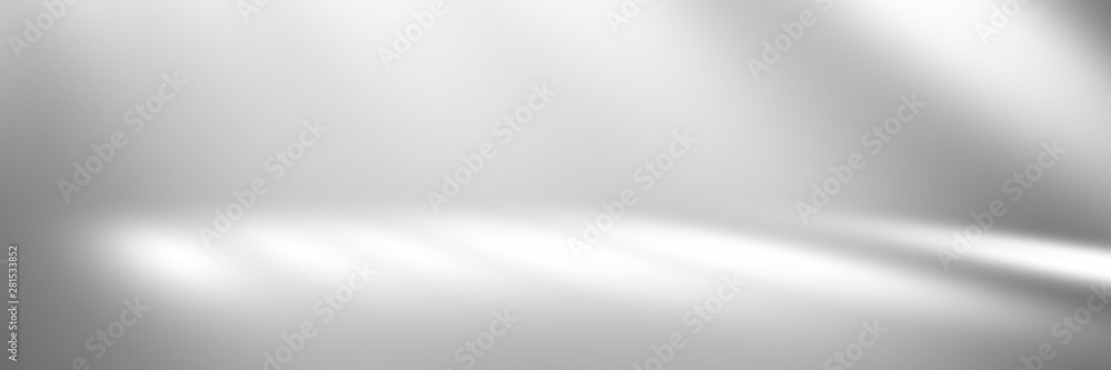 Soft gray empty perspective floor room studio gradient with backdrop spotlight used for background and display your product. - obrazy, fototapety, plakaty 
