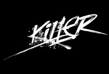 Vector Dynamic Killer Logo, White On Black Background.