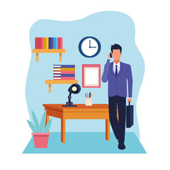 Wall Mural - business professional executive work cartoon