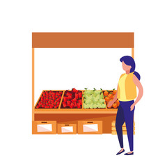 Wall Mural - woman customer standing market front