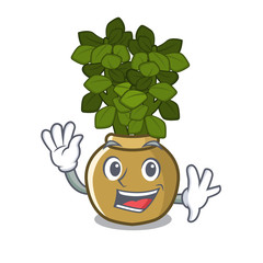 Sticker - Waving jade plant pot in cartoon yard