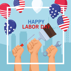 Poster - labor day usa celebration cartoon