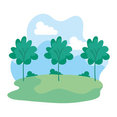 Wall Mural - camp field landscape scene icon