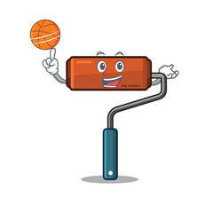 Poster - With basketball paint roller isolated in the cartoon