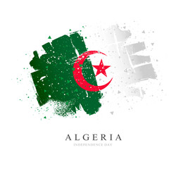 Wall Mural - Flag of Algeria. Vector illustration on white background.