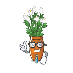 Sticker - Businessman peace lily put into cartoon pot