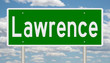 Rendering of a green highway sign for Lawrence