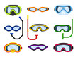 © Happypictures - Set of masks for swimming. Vector illustration on white background.