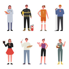 Wall Mural - character set wearing uniforms by occupation.flat design style minimal vector illustration.