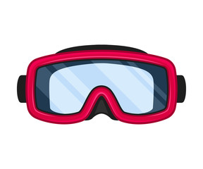 Red mask for swimming. Vector illustration on white background.