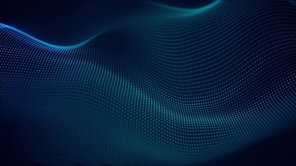 Poster - beautiful abstract wave technology background with blue light digital effect corporate concept