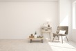 © AntonSh - Stylish room in white color with armchair. Scandinavian interior design. 3D illustration