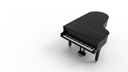 Wall Mural - 3D rendering of a grand piano isolated in white background