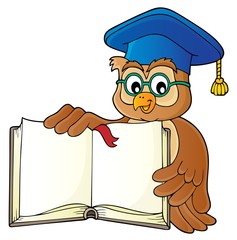 Poster - Owl teacher with open book theme image 1