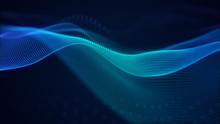 Beautiful Abstract Wave Technology Background With Blue Light Digital Effect Corporate Concept