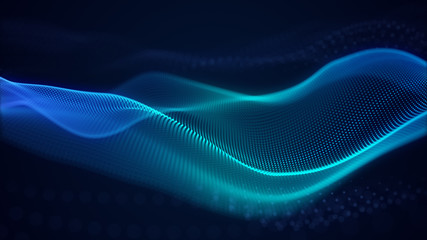 Poster - beautiful abstract wave technology background with blue light digital effect corporate concept