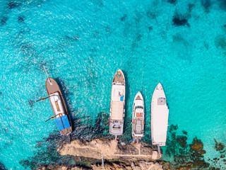 Wall Mural - Panorama beach Blue Lagoon Comino Malta. Aerial view