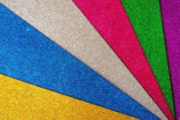 Wall Mural - Colored foamiran sheets with sparkles. Multicolored set.