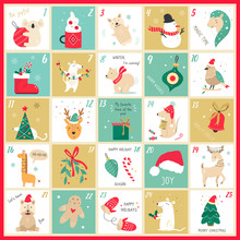 Vector Advent Christmas Calendar With Elements