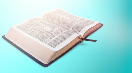 Sticker - Holy Bible  book on a wooden background