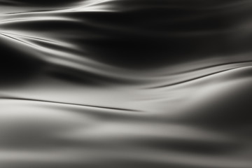 Wall Mural - 3d illustration abstract background of a developing fabric. Wave motion on black silk.