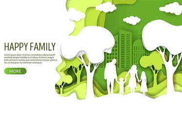 Wall Mural - Happy family vector website landing page design template