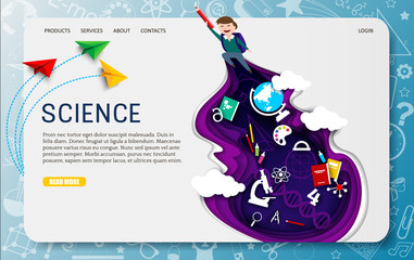 Science vector website landing page design template