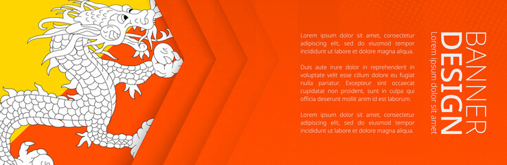 Wall Mural - Banner template with flag of Bhutan for advertising travel, business and other.