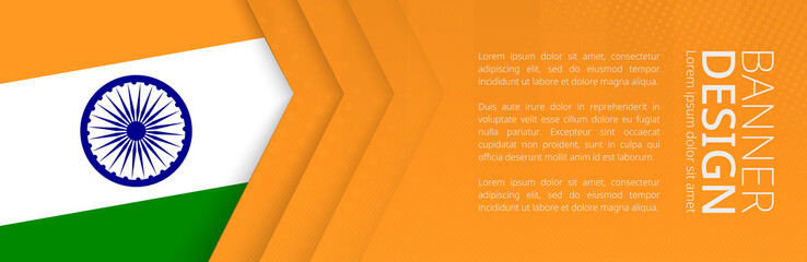 Wall Mural - Banner template with flag of India for advertising travel, business and other.