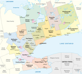  Map of the Golden Horseshoe metropolitan area around the western end of Lake Ontario, Ontario, Canada